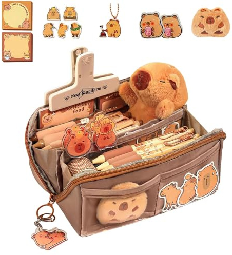 Generic Capybara - Estuche para lápices con diseño de Animales, Impermeable de Felpa Capybara y alfileres estéticos, Multicolor, 20x8x8cm, Unisex