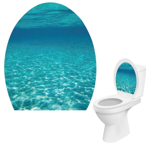 FEQDWOX 1Pc Abnehmbare WC-Sitz Aufkleber, Vinyl Aufkleber, Badezimmer Dekor, langlebig und praktisch, WC Zubehör, Aufkleber für Toilettendeckel (Ocean)