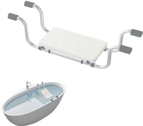 HUFACAI Badewannensitz Senioren Ausziehbare 72-82cm rutschfest Badewannenbretter, 150 KG Tragkraft Generisch Wannensitz für Schwangere, ältere Menschen, Aluminium