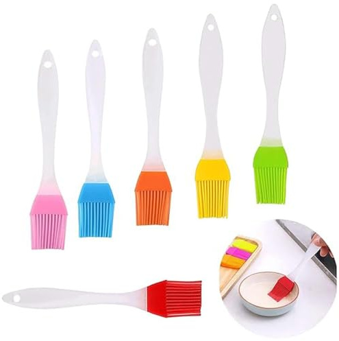 6pcs Pastry Brushes Silicone Cooking Baking Brush Set, Grill Brush Basting Pastry Cookings Brushs Heat Resistant Silicon Oil Brushes for BBQ Basting Grilling (6 Colors)