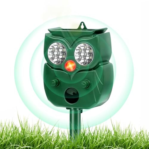 Répulsif Animaux à Ultrasons, Répulsif Solaire pour Animaux avec Capteur PIR, Lumière LED, Imperméable Repulsif Chat Exterieur Solaire pour Anti Chats Chiens Souris Ratons Oiseaux