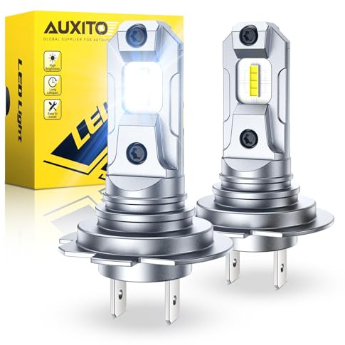 AUXITO H7 LED Bulb, 500% Brighter Ultra-Bright 6500K White, 1:1 Mini Size No Adapter Required, Plug N Play, Long Lifespan, No Flicker, 99% Compatibility, 2PCS