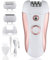 Focenat Depiladora Mujer 3 en 1 Eléctrica con Luz LED, Recargable USB, Seco y Húmedo, Para Cara, Cuerpo, Axilas y Bikini, Con Afeitadora y Cabezal Exfoliante, Portátil para Viaje