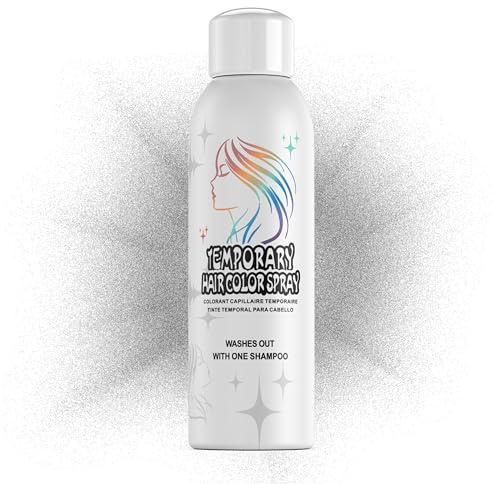 Amzsudy Temporary Hair Color Spray für Männer Frauen, Instant Coloring Farbstoff Alternative, nicht klebrige & sanfte Formel, waschbar, Halloween, Cosplay, Party, Kostüm Make-up (Grau, 150ml)
