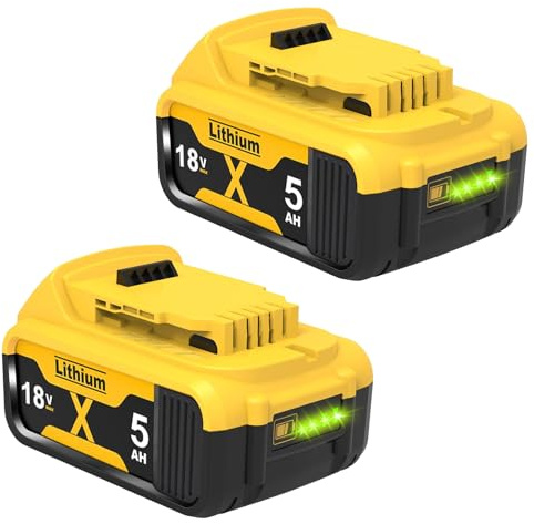 2 Stück 5000mAh DCB182 Ersatzakku für Dewalt Akku 18V, 5 Ah Ersatz für Dewalt Batteries DCB200 DCB184 DCB101 DCB107 DCB112 DCB105 DCB115 DCB203 mit LED Werkzeugakku