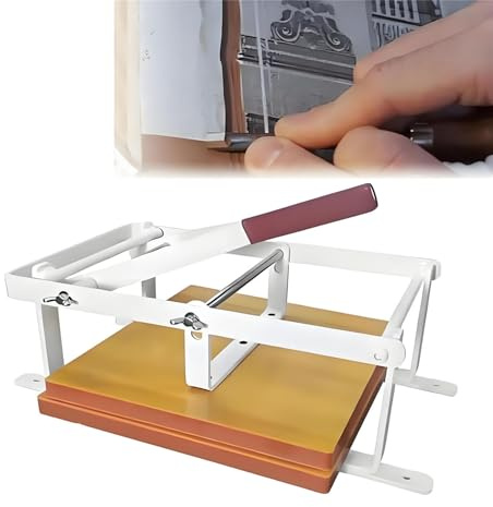 AiODiO Pressa Piana Manuale, Macchina per Stampa Piana, pressa per Linoleum, Regolazione dell'altezza, Dimensioni della Piastra 12x12 Pollici, per Inchiostro per Blocchi di Legno, Taglio del Linoleum