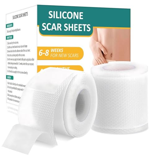 Silikon Narbenpflaster, 2 Rollen Silicone Scar Tape Sheets Transparent (4cm X 300cm), Silikonpflaster für Narben,Nicht-Medizinisch, Atmungsaktiv, Wasserdicht, Reduziert Narben Deutlich