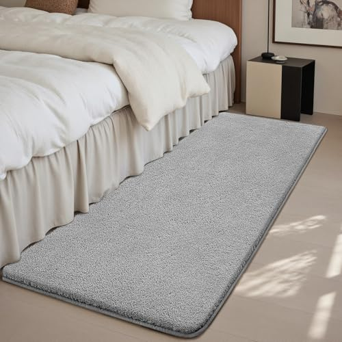 Treeboy Teppich Wohnzimmer Teppichläufer Grau Weich Schlafzimmer 80x300 cm | Kurzflor Waschbar rutschfest Flauschig Teppiche Gegend Läufer Flur Teppiche Carpet für Jugendzimmer Kinderzimmer Eingang