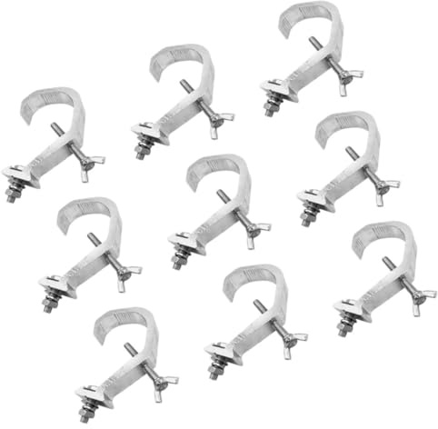 SUPVOX 9pcs Aluminum Light Truss Clamps Heavy-Duty Moving Light Hangers Silver Finish Stage Lighting Accessories for Djs Event Planners and Technicians