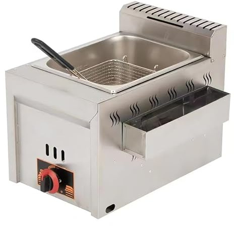 Friteuse à Gaz, Friteuse à gaz commerciale Pour Cuisine De Restaurant Commercial à Domicile, Design en Acier Inoxydable Facile à Nettoye (2)