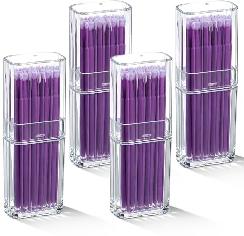Set med 4 bärbara lådor för bomullspinnar för resor, mini transparent förvaringslåda med dammskyddslock för bomullspinnar