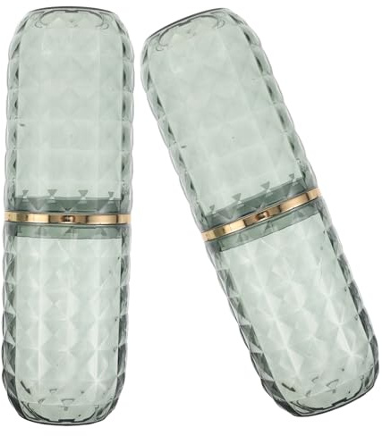 PAMINGONO 2 Pezzi Set 2 Bicchieri per Spazzolino da Denti da Viaggio in Plastica Coperchio, Bicchiere per Risciacquo Orale e Custodia Portatile, Tazza per Bagno e Collutorio, Design Compatto