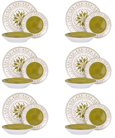 Servizio 18 piatti porcellana Mistral verde