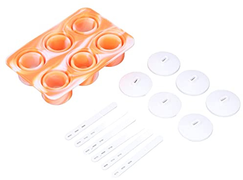 Molde para helado de silicona plegable, 6 rejillas, reutilizable con protectores contra goteo para helado casero, molde para helado de fácil liberación, sin BPA, material de grado