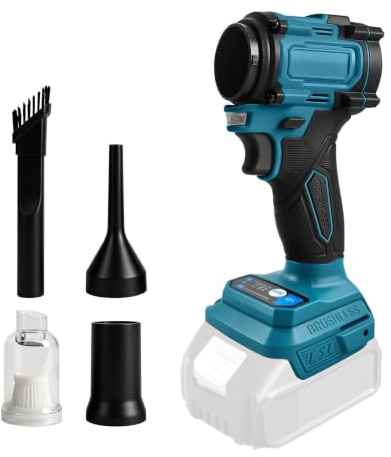 Cordless Air Blower Compatible with Makita 18V, Stepless Speeds Handheld Leaf Blower & Portable Vacuum 20000RPM 150W Brushless Compressed Air Duster Car Blower Dryer (Blue)