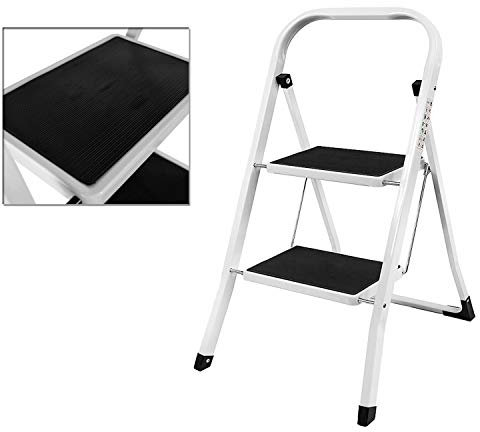 Heavy Duty Steel 2 Step Ladder Portable Compact Folding Metal Stepladder Stool Ideal for Children