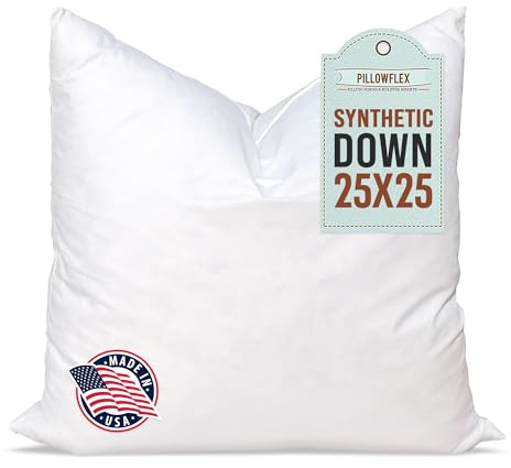 Pillowflex Innerkudde i syntetiskt dun, 64 x 64 cm, alternativ till dun, ultramjuk, stor, fyrkantig prydnadskudde till bäddsoffa eller säng, 1 dekorativ prydnadskudde
