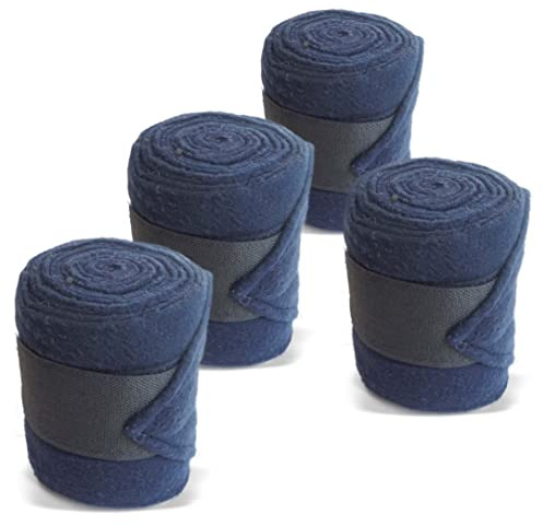 Pferdelinis Bandagen fürs Pferd aus Fleece mit Klettverschluss - Fleecebandagen Pferd im 4er Set mit praktischer Aufbewahrungstasche (Mini Shetland Pony (Mini Shetty), Navyblau)