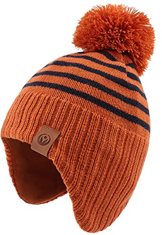 XIAOHAWANG Ränder Vinter Beanie Stickad Mössa Pojkar Flickor Barn Varma Barn Klassiska Beanie Mössor, Karamellhatt, 9-24 mesi