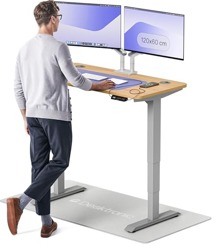 Desktronic HomePro Höhenverstellbarer Schreibtisch 120 × 60 cm – Elektrischer Schreibtisch Mit Zwei Elektrischen Motoren, Touchscreen-Steuerung und Integrierten USB-A- und USB-C-Ladeanschlüssen