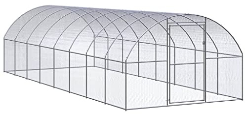 HOMIUSE HüHnerstall Outdoor-Hühnerstall Verzinkter Stahl HüHnerstall Winterfest Meerschweinchen Haus HüHnerhaus KleintierkäFig HüHnerhaus Winterfest HüHnergehege Enten, GäNse, Kaninchen 3x8x2 m