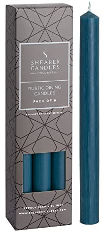 Shearer Candles Teal - Dinner Candles - 10 inch - Unscented Dinner Candles - 11 Hour Burn Time - 6 Pack (PR1B14)