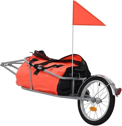 Fahrrad anhänger Outdoor-Fahrradanhänger, Radfahren, Fahrradzubehör, Fahrradanhänger, Fahrradgepäckanhänger Mit Tasche, Orange Und Schwarz, Sportartikel