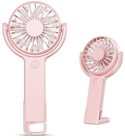 Sichy Mini Portable Fan, Powerful Handheld Fan, Sleek Design 5 Speed Personal Small Desk fan with Folded Base, Lightweight Makeup USB Rechargeable Fans for Stylish Girl Women Travel Indoor Outdoor