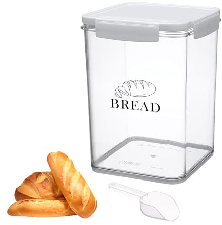 Gzsekken Airtight Bread Storage Container With Lid Clip Locking - Tall BPA-Free Plastic Food Keeper for Homemade Bread, Toast, Bagel - Kitchen Storage Bin