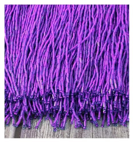 TYNXK Fransen Mit Quastenbesatz Kristall 15cm 30cm Dekorativer Besatz mit Strasssteinen Kleider Strass Spitze Tanzkleidung Glasperlenbesatz Quaste Fransen Fransenbesatz(C320 Purple,30CM x 5Yard)