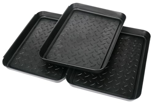 bssmmai 3 x Schuhablage Schuhabtropfschale klein - Schuhablage schmal 35x27x2,5cm - Abtropfmatte Schuhe- Schuhmatte Abtropfschale Schwarz für Schuhe,Abtropfmatte Schuhtablett Schuhablagen