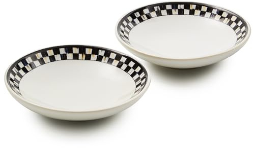 MACKENZIE-CHILDS Set of 2 Everyday Pinch Bowls, Small Bowls for Ingredients, 4 Ounces, Black-and-White Courtly Check