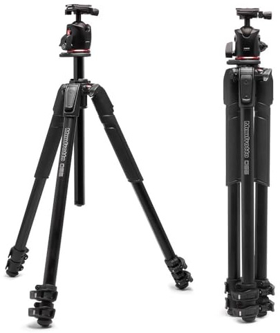 Manfrotto 055XPRO AS, 3-Section Aluminium Camera Tripod, Photo-Kit with XPRO Ball Head, 90 Degree Column, 15 kg Payload, Arca-Swiss Plate for DSLR/Mirrorless, Tripod for Camera, Photo Shooting Support