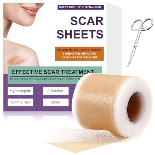 2025 Pansements en silicone pour cicatrices - 4 cm x 1,5 m - Étanche et respirant - Pour enlever les cicatrices chirurgicales, chéloïdes, césariennes