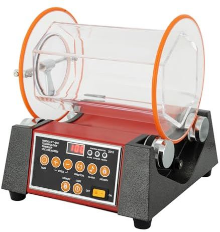 Pulidora de pantalla digital para joyas, 180 W, pulidora rotativa eléctrica, pulidora de tambor, para joyas de metal doradas, plata, pulido, eliminación de óxido, lijado fino