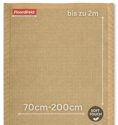 Floordirekt Sisal-Teppich Bombay 200x200 cm – Naturfaser Teppich mit Baumwollbordüre, Wohnteppich, Sisalteppich