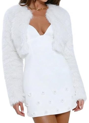 Just Quella Faux Fur Jacket Cropped (US 8-10)