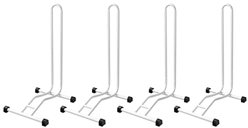 4 x WELLGRO Fahrradständer - Stahl, sicherer Stand - Farbe weiß