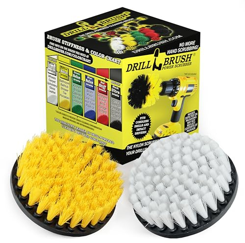 Hard Water Stain Remover - Grout Cleaner - Calcium, Mineral Deposits, Soap Scum, Rust - Drill Brush - 5-inch Spin Brush - Bathroom Accessories - Scrub - Bath Mat - Shower Door - Glass Cleaner