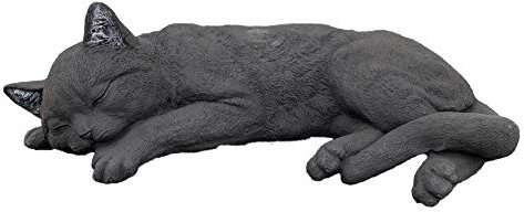 stoneandstyle Figura de piedra grande gato negro durmiendo jardín figura resistente a las heladas resistente a la intemperie