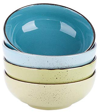 vancasso NAVIA Cuencos de Cereales 800 ml, Cuencos de Sopa de 17 cm, Cuencos Desayuno de Gres, Juego de Tazones para Pasta, Consomé, Ramen, Microondas y Lavavajillas, Juego de 4, Retro 4 Colores