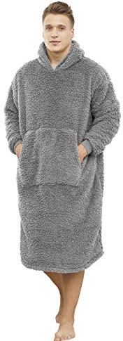 Ililmmoe Överdimensionerad Sherpa Hoodie Kvinnors Soffa Filt Walkable Filt Mäns Bekväm Bärbar Sweatshirt Plysch Pullover Varm Bekväm Hoodie Långärmad Stor Pocket Hem Suit