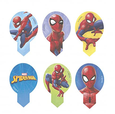 Dekora - Dekorapin Décoration Comestible pour Cupcakes ou Gâteau d'Anniversaire pour Enfants - 20 Feuilles d'Azymes de Spiderman - Taille 6,5x4 cm, 10 Unité (Lot de 1)