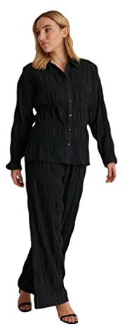 NA-KD Light Pleated Shirt Camisa, Negro, 44 para Mujer