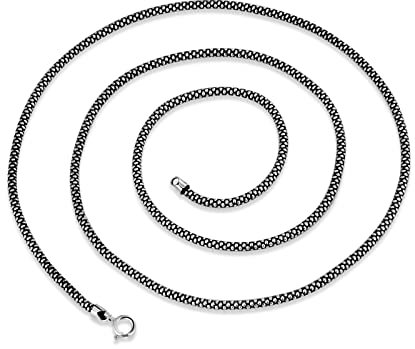 Beydodo Halskette Männer 925 Sterling Silber, 3MM Popcorn-Kette mit Collierverschluss Silber Kette Herren 45CM ohne Anhänger Hip Hop Partnerkette