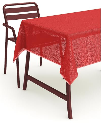 texpot Gartentischdecke 160 cm rund rot Gartendecke mit Saum abwaschbar Tischdecke Balkon Terrasse wetterfest