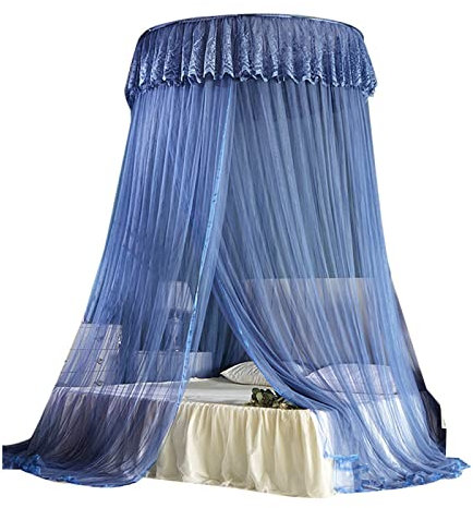 GroßE Moskitonetz Doppelbett, 1.5m Kuppel Spitze Bett Baldachin Zum Single Zu King Size Betten Ideal Für Schlafzimmer Dekorative,Königsblau
