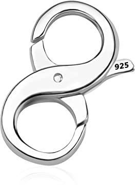 KINBOM Karabinerverschluss Silber 925, Doppelter Karabiner Verschluss Halsketten Armband Verlängerung Schmuck Verschlüsse Silber mit Doppelter Öffnung für Anhänger Schmuckzubehör (21mm x 10,8mm)