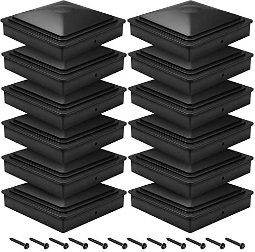 Bonna Tappi per pali 7 x 7 cm, 24 pezzi, tappi di copertura in plastica per pali di recinzione con viti, colore nero (24 pezzi)