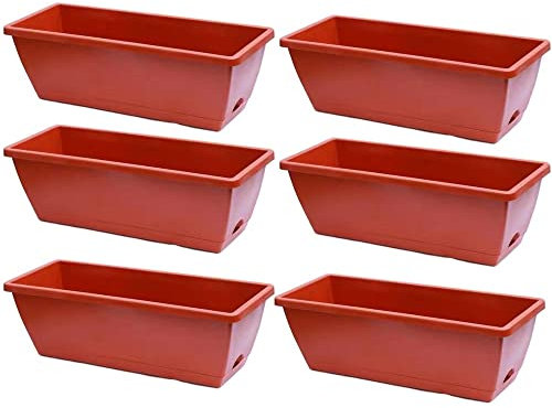 Rainure de Plantation Plastique Conteneurs de Plantation Sac Pots de Plantation Rectangulaire 42x17x15cm With Drainage Chassis Pour Extérieur, Rebord de Fenêtre, Terrasse, Jardin ( Color : rouge , Siz